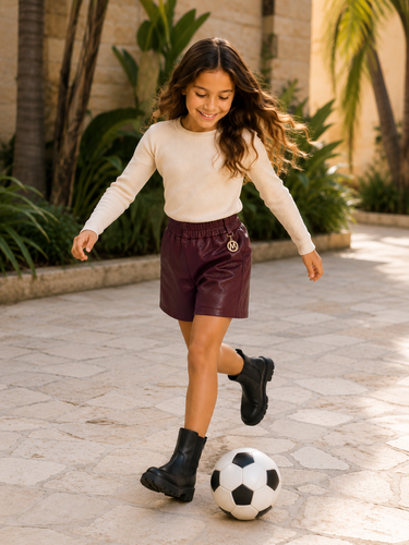 Stoere bordeaux lederlook broekrok