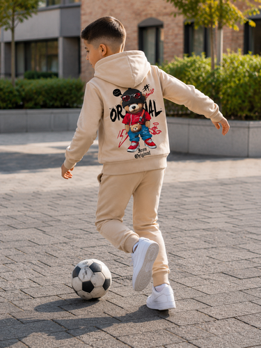 Icon Joggingsset beige met beer