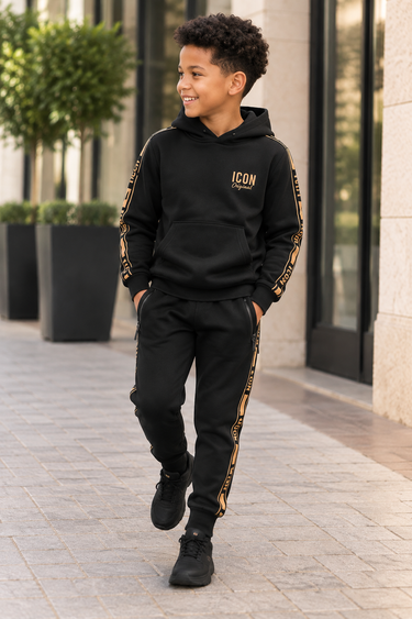 Icon joggingset met capuchontrui en goudkleurige ICON details