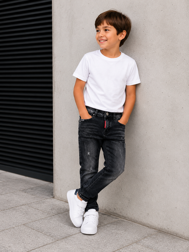 Jongens jeans met ICON-detail – zwart