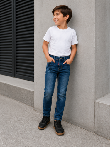 Jongens jeans met ICON-details – blauw