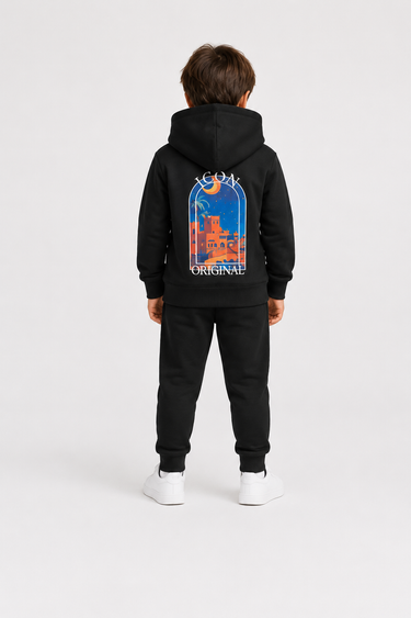 Jongens joggingset met ICON-print – zwart