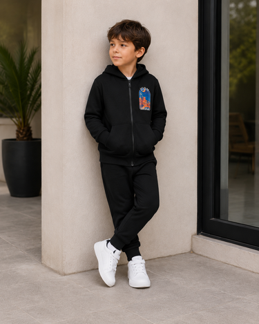 Jongens joggingset met ICON-print – zwart